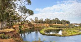 Natural red cliffs adjacent to the Werribee River