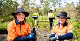 Four PPWCMA employees undertake planting at the Yellingbo Nature Conservation Reserve