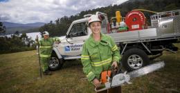Teagan Morris (left) and Renelle Verkes, are firefighters with Melbourne Water.