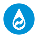 Icon of water droplet with recycling symbol