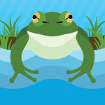 Illustration of frog by a river