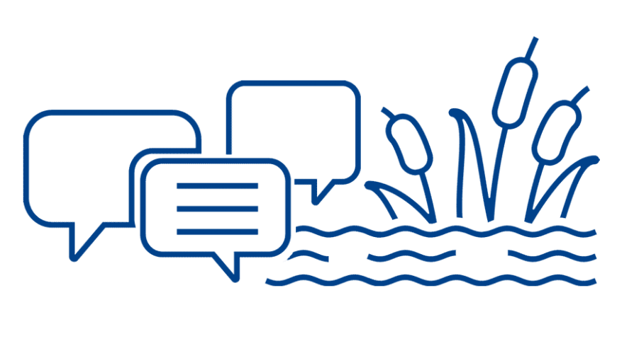 Speech bubbles next to waterway