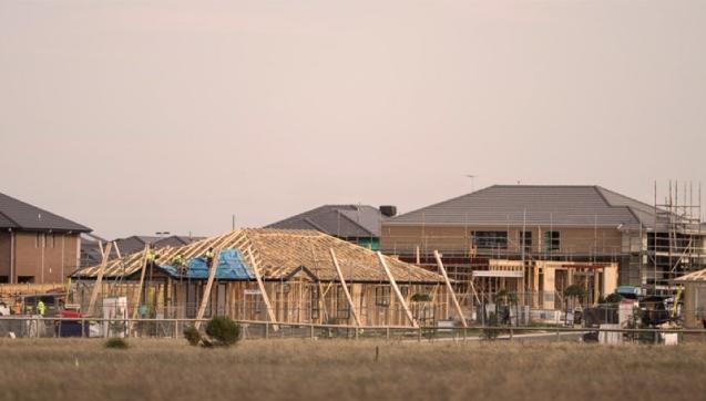 A Melbourne housing estate with houses under construction