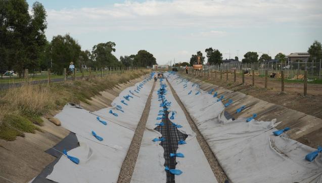 Installation of the Arndell Park stormwater harvesting system inside the Main Outfall Sewer