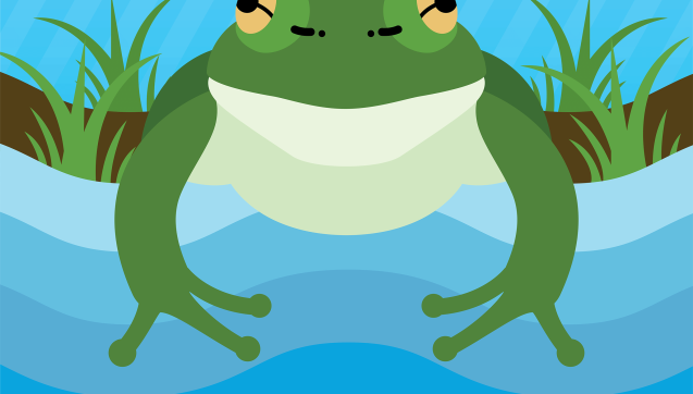 Illustration of frog by a river