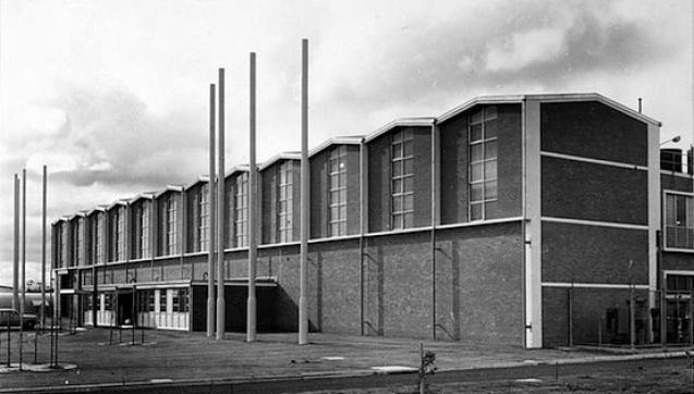 Black and white photo of the Brooklyn Pumping Station