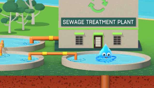 Sewage treatment plant illustration