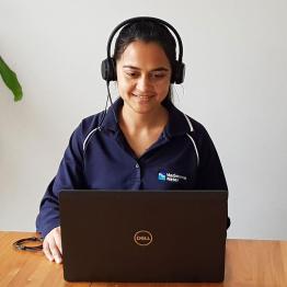 Melbourne Water Education officer conducts virtual excursion via laptop