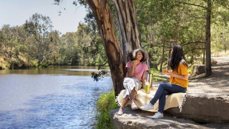 People having picnic at Dights Falls.