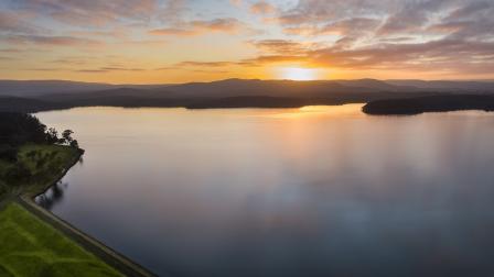 Sunset over Melbourne's water catchment