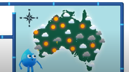 Animated Australian map representing weather and climate changes.