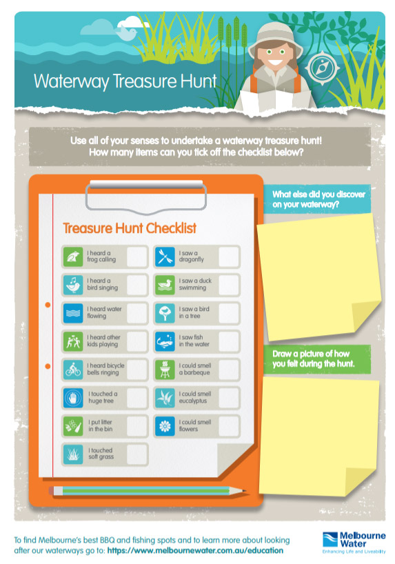 Waterway treasure hunt activity sheet